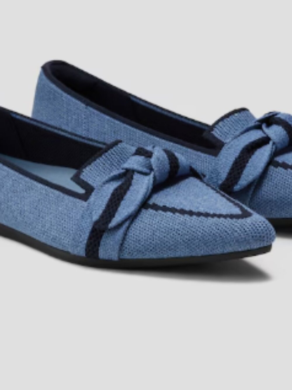 VIVAIA Pointed-Toe Bow Loafers (Michelle 2.0) Denim/Navy 9.5 - Picture 2 of 4